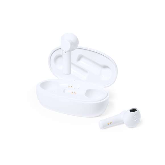 Auriculares intraurales de línea nature fabricados en resistente material PLA -Ácido PoliLáctico-, que se obtiene a partir de recursos 100% naturales como el almidón de maíz, la yuca o la caña de azúcar, pudiendo convertirse en 100% compostable al final de su ciclo de vida útil. Conexión Bluetooth® 5.0 y función manos libres, con elegante tapa en bambú. De diseño ergonómico, incluyen botón de control táctil integrado en el auricular, con base de carga a juego. Recargables, con cable Tipo C incluido. Presentados en caja individual de diseño eco en cartón kraft.