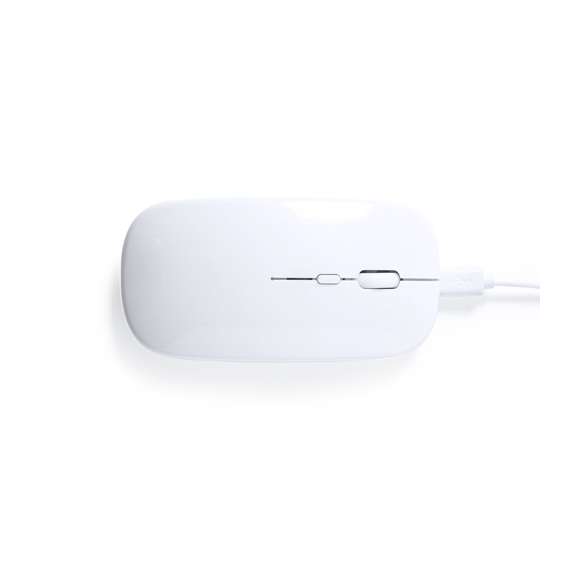 Ratón óptico inalámbrico con diseño ergonómico. Carcasa fabricada en ABS reciclado (RABS) y con certificación RCS, que garantiza el origen reciclado del mismo. Recargable USB (cable incluido) y presentado en caja individual de diseño eco en cartón kraft.