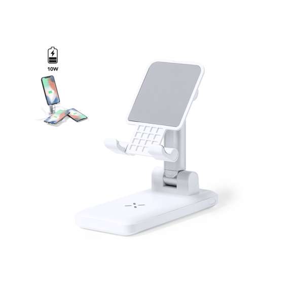 Soporte multifunción plegable todo en uno, fabricado en resistente ABS blanco. Regulable en altura y ángulo para una óptima visualización de la pantalla del smartphone. Cargador inalámbrico 10W integrado y batería de 5.000 mAh, con entrada/salida Tipo C, entrada micro USB y dos salidas USB. Compatible con dispositivos móviles de carga inalámbrica, incluye cable cargador Tipo C y viene presentado en una atractiva caja de diseño.  Las capacidades mostradas en todas nuestras baterías auxiliares externas son reales, incorporando todas ellas baterías de grado A y no recicladas, con una vida útil de al menos 500 ciclos de carga y según normativa CE. Además, están fabricadas conforme a los estándares RoHS y en cumplimiento con los siguientes requisitos de seguridad:  Sistema de protección contra sobrecarga del power bank. Sistema de protección contra descarga completa que proporciona una mayor durabilidad del power bank. Sistema de bloqueo para evitar cortocircuitos. Sistema de transferencia de carga constante, acorde con la capacidad del dispositivo de destino.