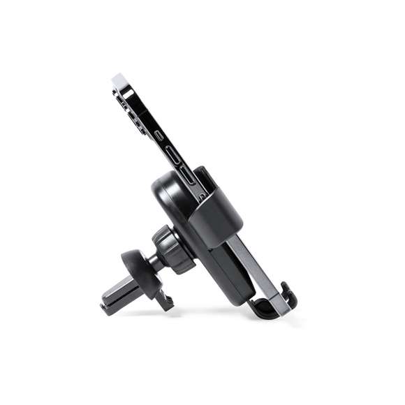 Soporte de rejilla de coche para smartphone con cargador inalámbrico 10W integrado. Mecanismo de ajuste automático universal para poder usar el dispositivo mientras se está cargando. Compatible con dispositivos equipados con tecnología de carga inalámbrica. Presentado en atractiva caja individual de diseño.