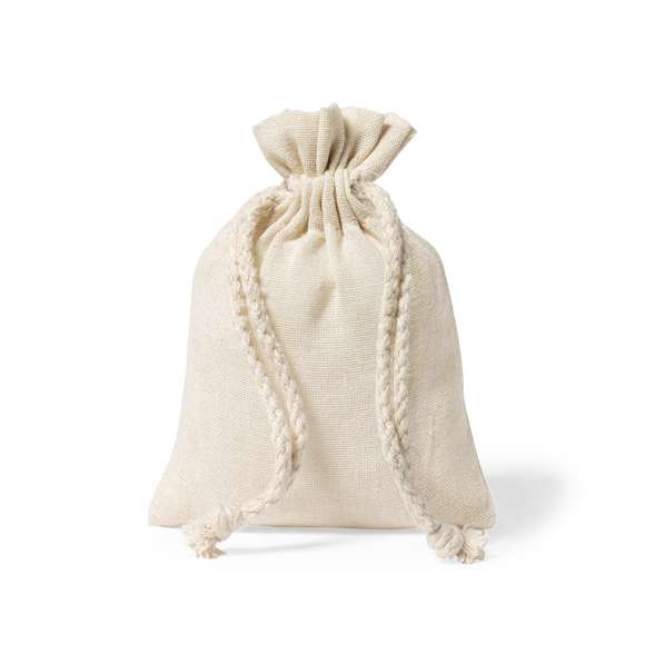 Bolsita de línea nature y tamaño 10x14 cm. Con cierre de cordón y fabricada en material 100% algodón de 105g/m2. Fácil marcaje y especialmente diseñada para pequeños objetos.