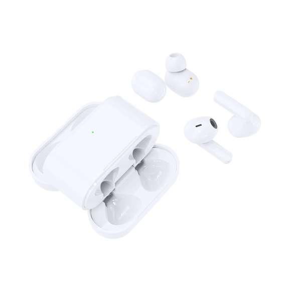 Estuche con 2 pares de auriculares intraurales en elegante acabado blanco y en 2 diseños ergonómicos. Conexión Bluetooth® 5.0, con botón de control táctil integrado en el auricular, base de carga a juego e indicadores de estado de carga. Función manos libres y recargables por USB. Presentados en una atractiva caja de diseño.