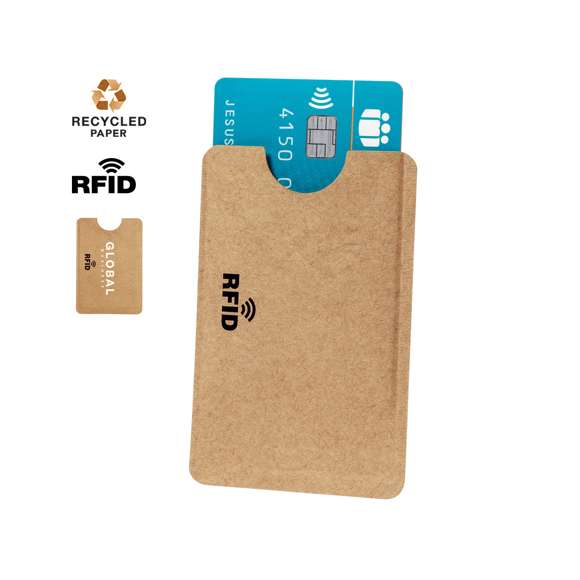 Tarjetero de línea nature fabricado en papel reciclado con interior en aluminio. Tecnología de seguridad RFID (Identificación por Radio Frecuencia) que mantiene seguros tus dispositivos de transmisión de identidad. Con muesca para fácil acceso a la tarjeta.