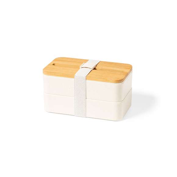 Original set de fiambreras de 1,4l en resistente material PP veteado libre de BPA. Original tapa de bambú con soporte para smartphone integrado. Dos compartimentos, cada uno de 700 ml de capacidad y compartimento interior con tenedor, cuchara y cuchillo. Incluye cinta de seguridad exterior. Certificación Food Grade, garantizando la seguridad cuando los alimentos entran en contacto con el material usado para fabricar el producto.