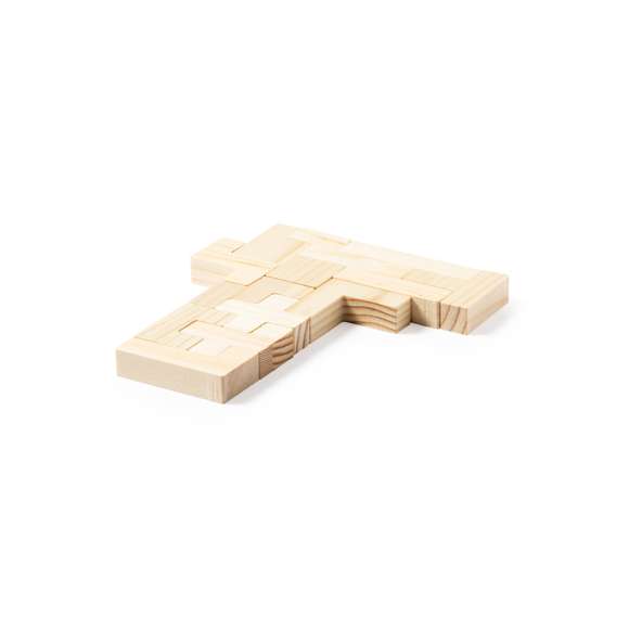 Juego de habilidad fabricado en resistente madera. Con 13 piezas en caja de madera con tapa. Presentación en caja individual de diseño kraft.