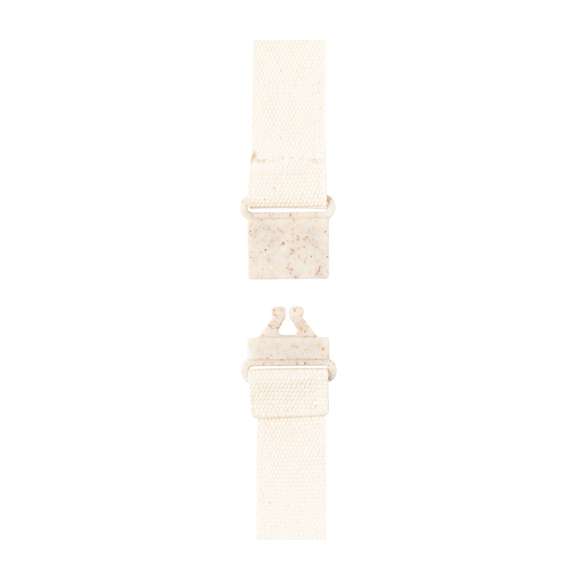 Medalla de línea nature fabricada en madera natural. Cordón fabricado en 100% algodón, con cierre de seguridad de fibra de trigo en el cuello.
