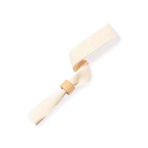 Pulsera de línea nature fabricada en resistente algodón 100%, con cierre de seguridad unidireccional en bambú.
