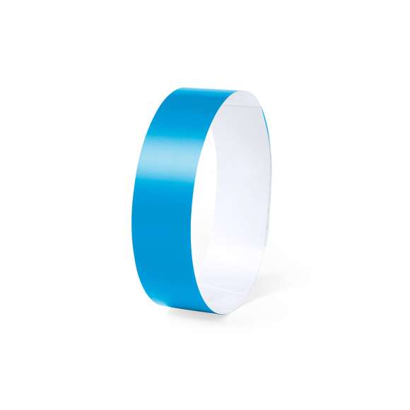 Pulsera para eventos en fibra sintética irrompible. Con cierre adhesivo de seguridad, resistente al agua y presentada en plancha troquelada de 10 piezas con numeración individual. En talla única para adulto y disponible en extensa gama de colores.