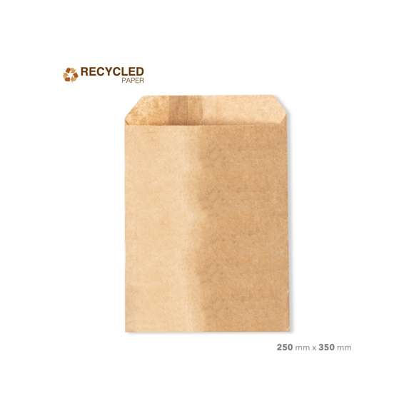 Bolsa de presentación de línea nature fabricada en papel reciclado kraft. Formato 25 x 32 cm + 2 cm de solapa. En línea con la tendencia del mercado hacia la sostenibilidad integral del regalo, ofreciendo soluciones de origen reciclado con el fin de ayudar a la mejora y conservación de nuestro planeta.