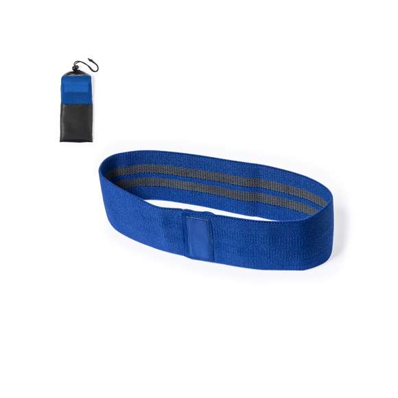 Goma elástica para fitness. Fabricada en combinación de poliéster y latex de alta calidad. De resistencia media y disponible en variada gama de colores. Presentación en funda de redecilla con cierre de cordón y ajustador. Incluido manual de instrucciones en español e inglés.