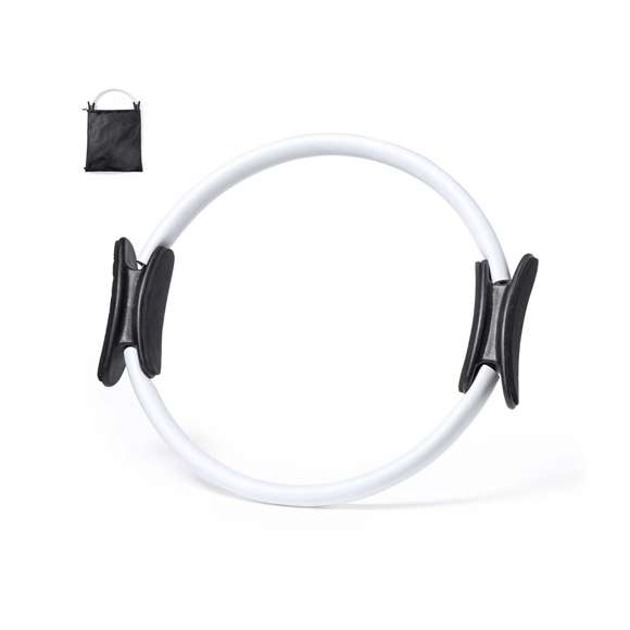 Aro para ejercicios fabricado en resistente fibra de vidrio con recubrimiento en EVA. Asas ergonómicas en ABS, con manual de instrucciones en español e inglés. Presentado en funda de non-woven RPET, con cierre de cordón y distintivo RPET en etiqueta.  El material RPET se elabora a partir de plástico reciclado, para así fomentar la reutilización de residuos plásticos y ayudar a la sostenibilidad del planeta.
