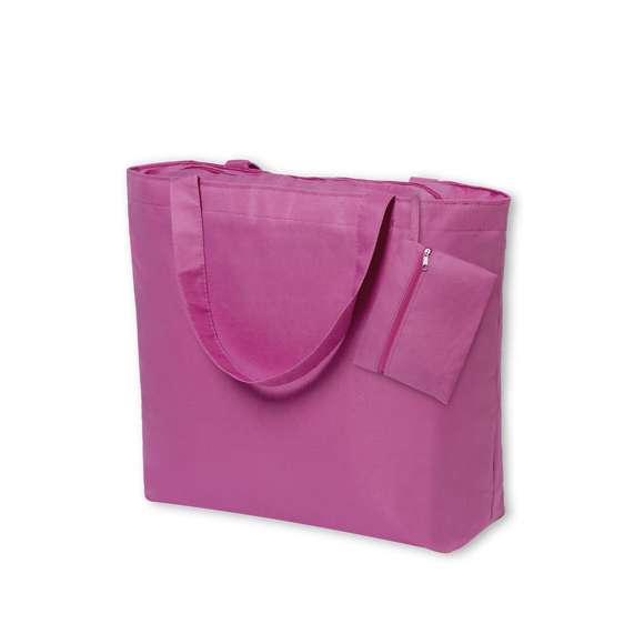Original bolsa con neceser a juego, fabricada en resistente poliéster 600D. Compartimento principal y neceser interior con cierre de cremallera. Disponible en variada gama de colores, con asas medianas a juego (56x3 cm).