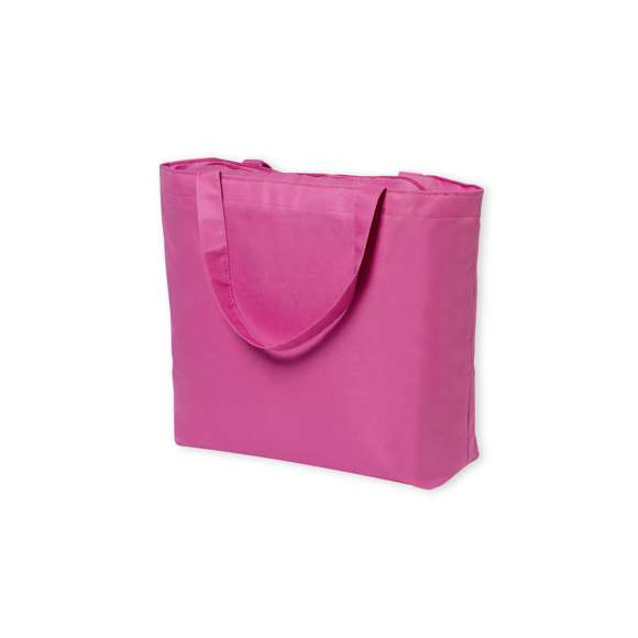 Original bolsa con neceser a juego, fabricada en resistente poliéster 600D. Compartimento principal y neceser interior con cierre de cremallera. Disponible en variada gama de colores, con asas medianas a juego (56x3 cm).