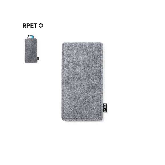 Funda para gafas de sol fabricada en resistente y suave fieltro RPET. Acabado cosido y con distintivo RPET en etiqueta exterior. El fieltro RPET es fruto de la combinación del proceso de reciclaje de materiales plásticos junto con la técnica milenaria de fabricación del fieltro, dando como resultado un material de eco-tendencia que, además de ser de origen reciclado, también se convierte en reciclable.