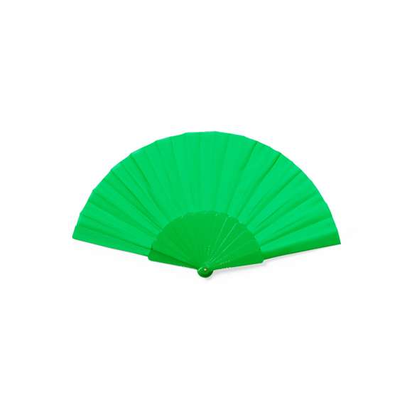 Abanico de línea nature con tela en resistente poliéster 210T RPET. Varillas a juego también en RPET, con distintivo inyectado en molde. Disponible en variada gama de colores y presentado en caja individual blanca con ventana.El material RPET se elabora a partir de plástico reciclado, para así fomentar la reutilización de residuos plásticos y ayudar a la sostenibilidad del planeta.