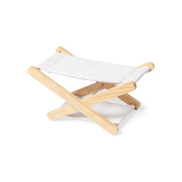 Original reposacabezas plegable, con estructura fabricada en madera y tela en 100% algodón de acabado natural.