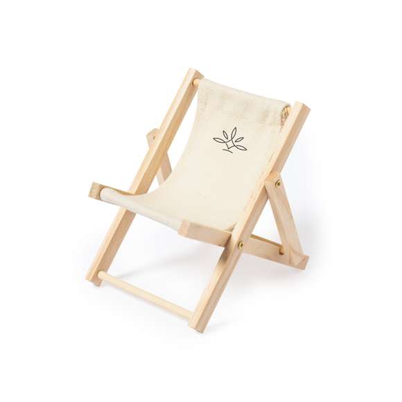 Original soporte para smartphone plegable, con estructura fabricada en madera y tela en 100% algodón de acabado natural.