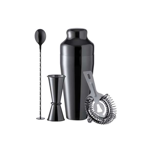 Completo set de cóctel, de diseño exclusivo Limited Edition, fabricado en acero inox de elegante acabado negro brillo. Incluye: -Coctelera de 550 ml de capacidad.-Vaso medidor 2 en 1 de 25 y 50 ml.-Filtro.-Cucharilla mezcladora.Presentación en estuche Limited Edition Experience, de diseño único y protegido por derechos de propiedad industrial. Incluida tarjeta en cartón reciclado con descripción Limited Edition.De la perfecta combinación entre exclusividad y diseño nace Limited Edition, una colección especial de ideas promocionales de edición limitada. Un nuevo concepto, inspirado en la fusión de artículos premium con las últimas tendencias, en tiradas de unidades limitadas, y ofreciendo una experiencia de regalo única, exclusiva e inolvidable.