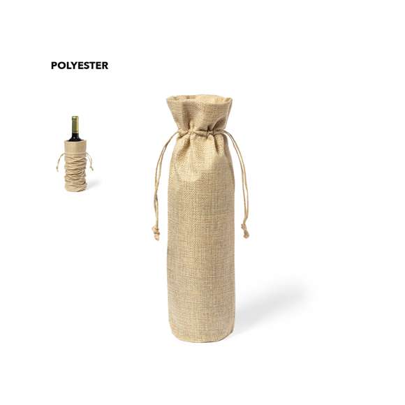 Bolsa para botellas de inspiración nature. Con cierre de cordón en yute e ideal para botellas de 750 ml.