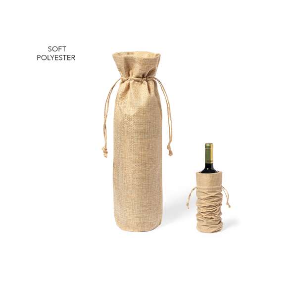 Bolsa para botellas de inspiración nature. Con cierre de cordón en yute e ideal para botellas de 750 ml.