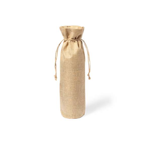 Bolsa para botellas de inspiración nature. Con cierre de cordón en yute e ideal para botellas de 750 ml.