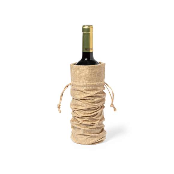 Bolsa para botellas de inspiración nature. Con cierre de cordón en yute e ideal para botellas de 750 ml.