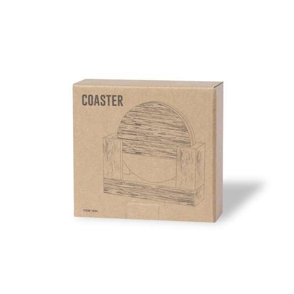 Elegante set de posavasos premium. Fabricado en combinación de materiales naturales: madera de acacia con detalle en extracto de mármol. Incluye 2 piezas, con soporte a juego en madera de acacia. Presentado en caja individual de diseño kraft.