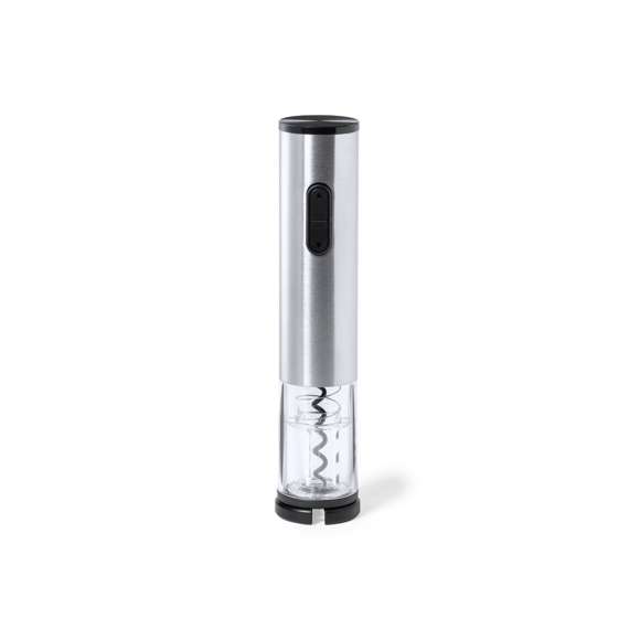 Sacacorchos eléctrico fabricado en acero inox y resistente ABS, con cortacápsulas incluido. Presentado en caja individual de diseño, con manual de instrucciones en español e inglés. Alimentación a pilas (4xAA no incluidas).