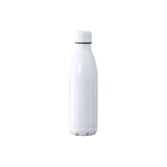 Bidón térmico de 500 ml de capacidad, fabricado en acero inox de doble pared y especialmente diseñado para marcaje en sublimación. De acabado blanco brillo y con tapón a rosca a juego, libre de BPA. Presentado en caja individual de diseño kraft.Disponible manual de instrucciones en español e inglés.