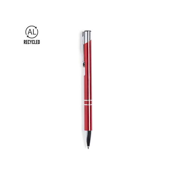 Bolígrafo eco-friendly fabricado en aluminio reciclado. De mecanismo pulsador, con cuerpo disponible en variada gama de colores metalizados y accesorios en cromado. Con clip metálico y distintivo aluminio reciclado en la parte superior del bolígrafo. Cartucho jumbo y tinta azul.El origen del aluminio reciclado se encuentra en la reutilización casi infinita de uno de los materiales con mayor potencial de reciclabilidad sin perder sus propiedades. Esta característica lo convierte en un material eco-friendly de origen reciclado, fácilmente reciclable y de cuyos procesos de tratamiento y desechos para la obtención del material se pueden obtener nuevos recursos reutilizables, consumiendo menos energía en su fabricación, entre otros factores de sostenibilidad. Certificación GRS (Global Recycled Standard / Estándar de Reciclaje Global), que garantiza el origen reciclado del material usado para fabricar el producto.