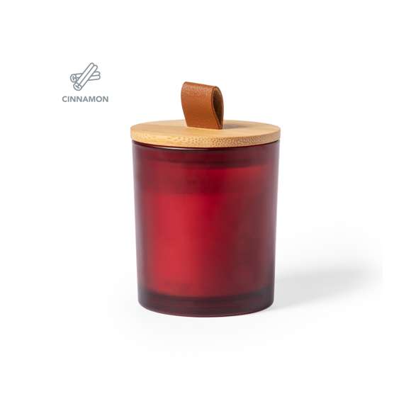 Vela aromática en tarrito de cristal con tapa de bambú. Disponible en cristal de variados colores y con distintos aromas según el color:Blanco aroma vainilla. Negro aroma sándalo. Rojo aroma canela.Verde aroma jazmín. Presentada en caja individual de diseño kraft.