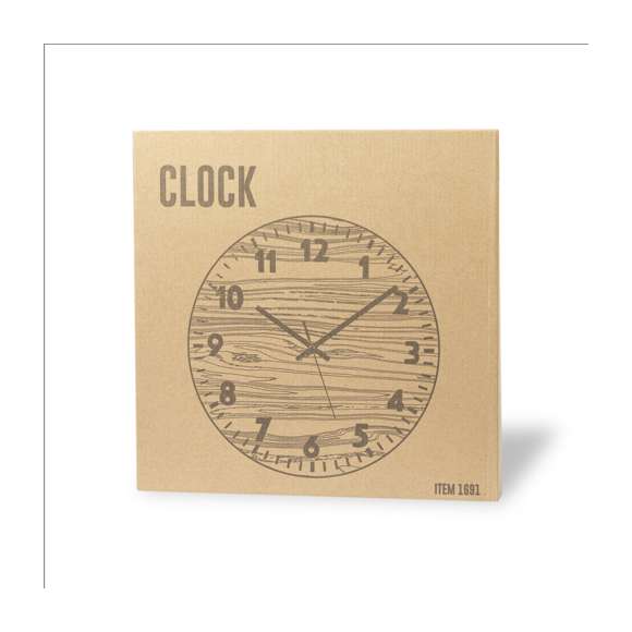 Reloj de pared fabricado en madera MDF y dial en tono natural. Presentado en caja individual de diseño kraft. Alimentación a pilas (1xAA no incluida).