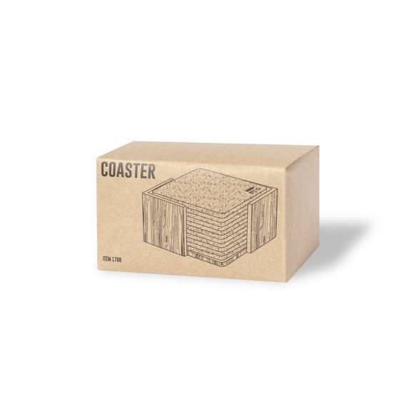 Set de 10 posavasos de línea nature. Fabricados en fieltro RPET reciclado, fruto de la combinación del proceso de reciclaje de materiales plásticos junto con la técnica milenaria de fabricación del fieltro, dando como resultado un material de eco-tendencia que, además de ser de origen reciclado, también se convierte en reciclable. Soporte fabricado en bambú y posavasos con distintivo RPET. Set presentado en caja individual de diseño kraft.