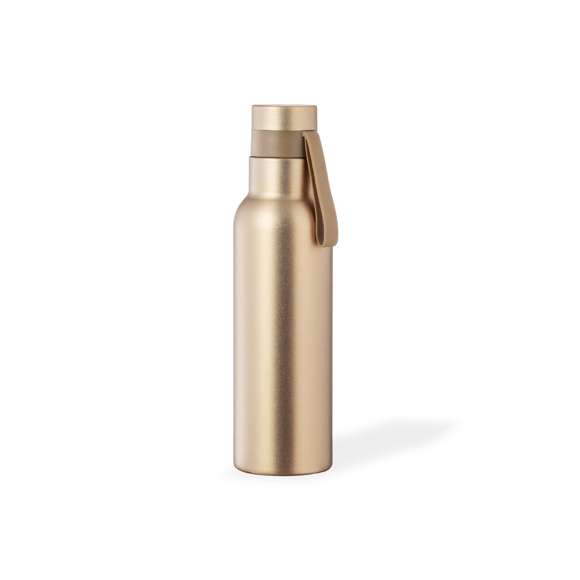 Bidón térmico de 530 ml de capacidad, fabricado en acero inox de doble pared. Con aislamiento de cobre al vacío, que permite mantener el calor y el frío durante más tiempo, llegando a las 12 y 48 horas respectivamente. Tapón a rosca con asa integrada a juego, libre de BPA. Disponible en variada gama de colores metalizados y presentado en caja individual de diseño kraft.