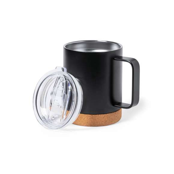 Taza térmica de sobremesa fabricada en acero inox de doble pared y 330ml de capacidad. Con dosificador en tapa, libre de BPA, y base en corcho natural. Disponible en variada gama de colores mate. Presentada en caja individual de diseño kraft.