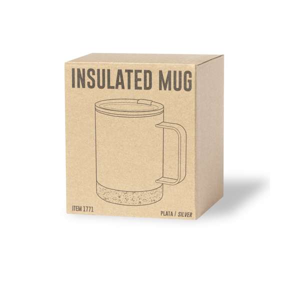 Taza térmica de sobremesa fabricada en acero inox de doble pared y 330ml de capacidad. Con dosificador en tapa, libre de BPA, y base en corcho natural. Disponible en variada gama de colores mate. Presentada en caja individual de diseño kraft.