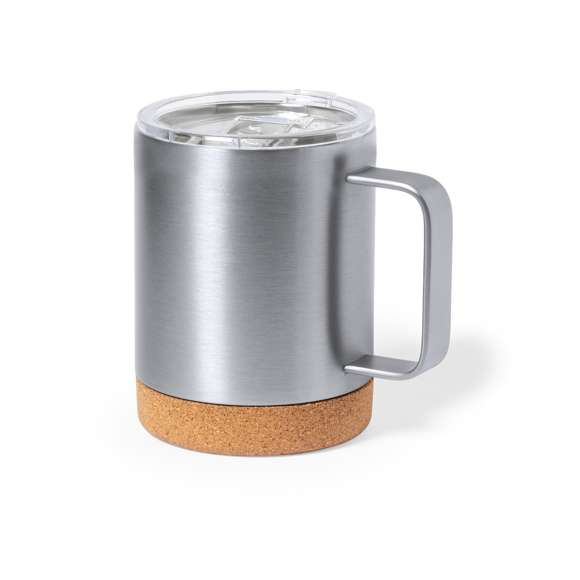 Taza térmica de sobremesa fabricada en acero inox de doble pared y 330ml de capacidad. Con dosificador en tapa, libre de BPA, y base en corcho natural. Disponible en variada gama de colores mate. Presentada en caja individual de diseño kraft.