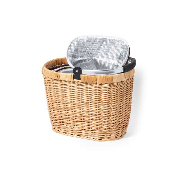 Lleva el estilo a tus picnics con esta cesta nevera tan cool y retro. Fabricada en mimbre de acabado natural, con resistente asa de transporte plegable en aluminio. Tapa de diseño vintage con cierre de cremallera e interior isotermo en aluminio.