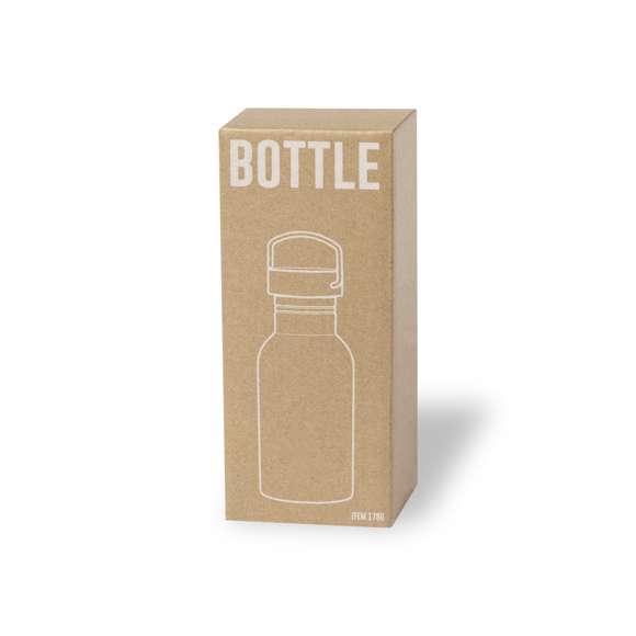Bidón de 500 ml de capacidad, fabricado en acero inox de acabado brillo. Con original tapón a rosca en acero inox, a juego y con asa integrada. Libre de BPA y presentado en caja individual de diseño kraft.Disponible manual de instrucciones en español e inglés.