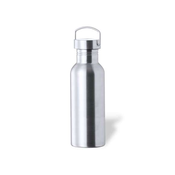 Bidón de 750 ml de capacidad, fabricado en acero inox de acabado brillo. Con original tapón a rosca en acero inox, a juego y con asa integrada. Libre de BPA y presentado en caja individual de diseño kraft.Disponible manual de instrucciones en español e inglés.