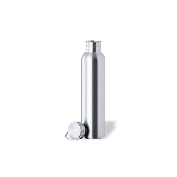 Bidón jumbo de 1,5 l de capacidad, fabricado en acero inox de acabado brillo. Con original tapón a rosca en acero inox, a juego y con asa integrada. Libre de BPA y presentado en caja individual de diseño kraft.Disponible manual de instrucciones en español e inglés.