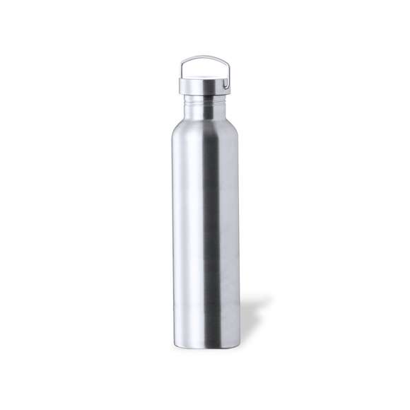 Bidón jumbo de 1,5 l de capacidad, fabricado en acero inox de acabado brillo. Con original tapón a rosca en acero inox, a juego y con asa integrada. Libre de BPA y presentado en caja individual de diseño kraft.Disponible manual de instrucciones en español e inglés.