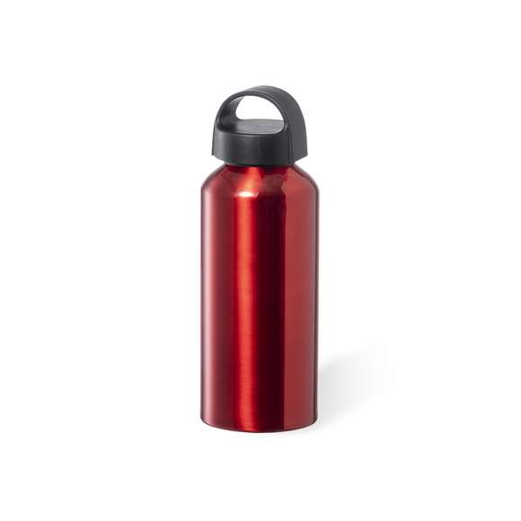 Bidón de 500 ml de capacidad, fabricado en aluminio de acabado brillo. Tapón en negro a rosca y con asa integrada, libre de BPA. Disponible en variada gama de colores y presentado en caja individual de diseño kraft.Disponible manual de instrucciones en español e inglés.