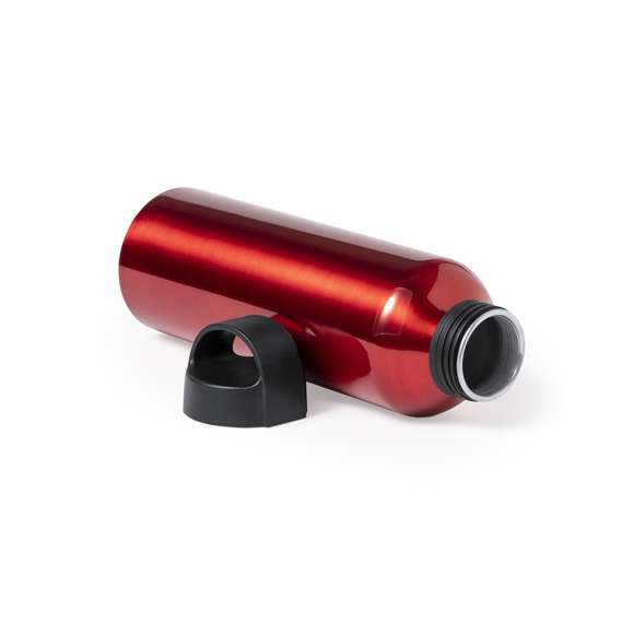 Bidón de 800 ml de capacidad, fabricado en aluminio de acabado brillo. Tapón en negro a rosca y con asa integrada, libre de BPA. Disponible en variada gama de colores y presentado en caja individual de diseño kraft.Disponible manual de instrucciones en español e inglés.