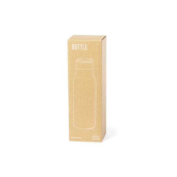 Bidón de 600 ml de capacidad, fabricado en acero inox. Tapón a rosca a juego libre de BPA, con anilla de transporte integrada, plegable y de acabado cromado. Disponible en variada gama de colores satinados y presentado en caja individual de diseño kraft.Disponible manual de instrucciones en español e inglés.