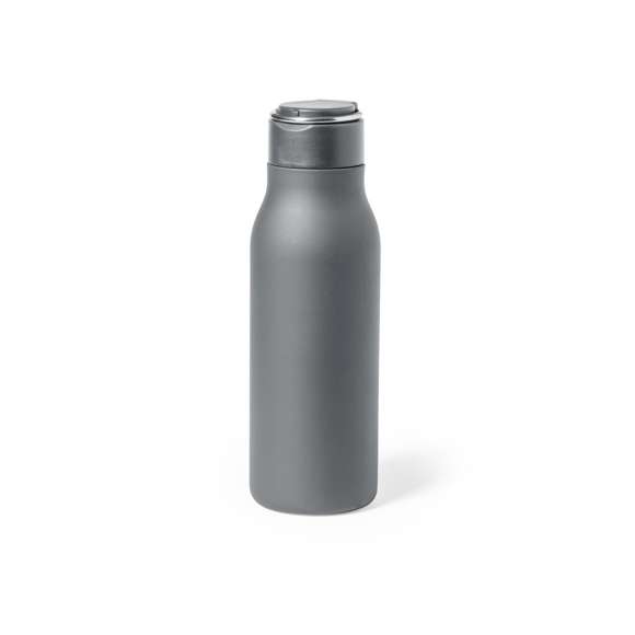 Bidón de 600 ml de capacidad, fabricado en acero inox. Tapón a rosca a juego libre de BPA, con anilla de transporte integrada, plegable y de acabado cromado. Disponible en variada gama de colores satinados y presentado en caja individual de diseño kraft.Disponible manual de instrucciones en español e inglés.