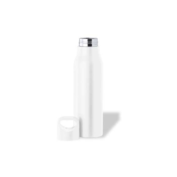 Bidón de 850 ml de capacidad, fabricado en acero inox. Tapón a rosca a juego, con asa de transporte integrada y libre de BPA. Disponible en variada gama de colores satinados y presentado en caja individual de diseño kraft.Disponible manual de instrucciones en español e inglés.