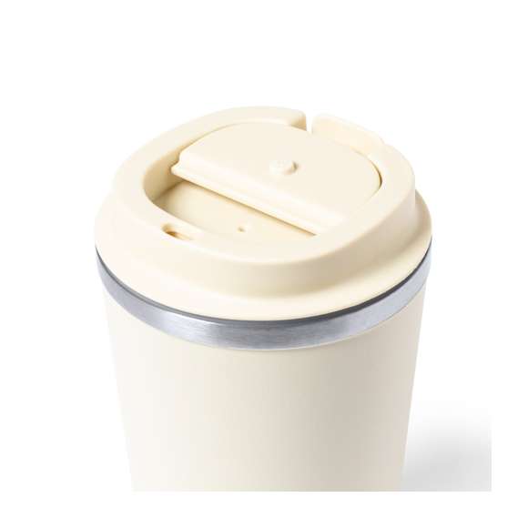 Vaso térmico de sobremesa fabricado en acero inox de doble pared y 350ml de capacidad. Con dosificador en tapa y abrefácil, libre de BPA. Disponible en variada gama de colores mate. Presentado en caja individual de diseño kraft.