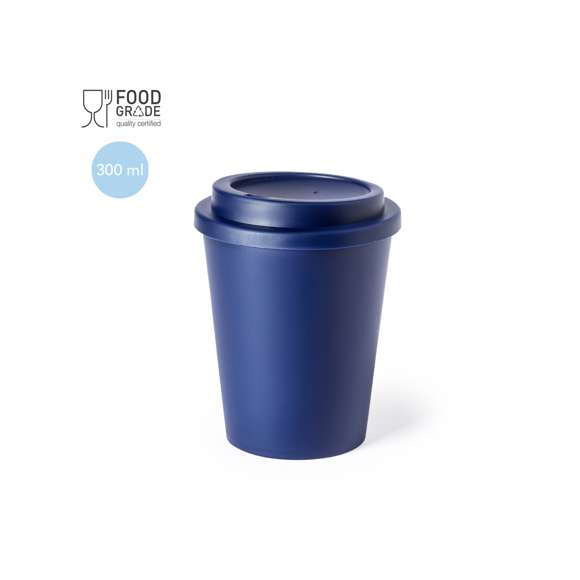 Vaso térmico fabricado en resistente PP de doble pared y 300ml de capacidad. Con dosificador en tapa, libre de BPA, y disponible en variada gama de colores. Con certificación Food Grade, garantizando la seguridad cuando los alimentos entran en contacto con el material usado para fabricar el producto