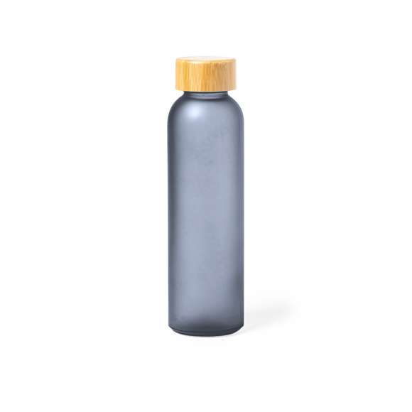 Bidón de línea nature y 500 ml de capacidad, con cuerpo fabricado en cristal, con tapón a rosca de bambú y libre de BPA. Disponible en variada gama de colores y presentado en caja individual de diseño eco.